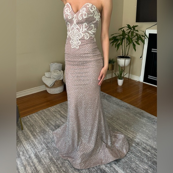 Silver & Nude Event / Prom Dress - Picture 6 of 6